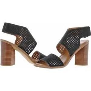 DELORES WOMENS SUEDE PERFORATED HEEL SANDALS